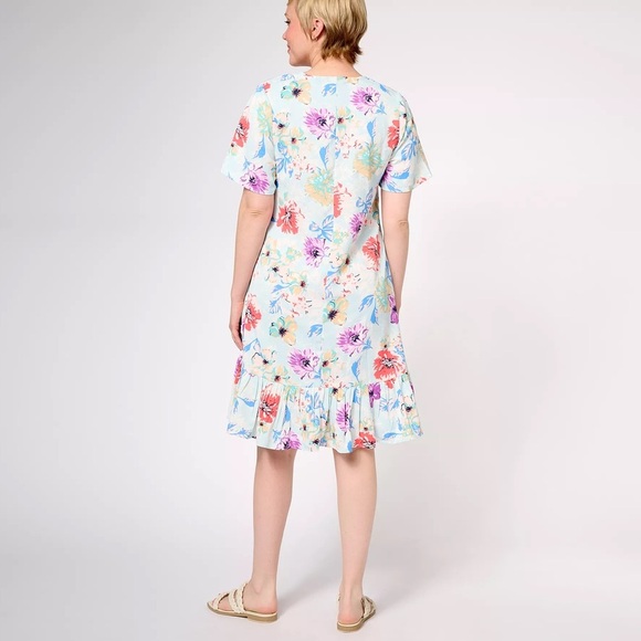 Tolani Collection Iggy Floral Dress Large, Floral Ruffle V Neck Midi Dress - Picture 3 of 14